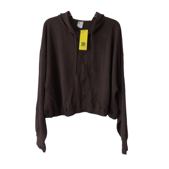 All in motion waffle full zip crop hoodie size 2X brown NWT - Picture 4 of 13